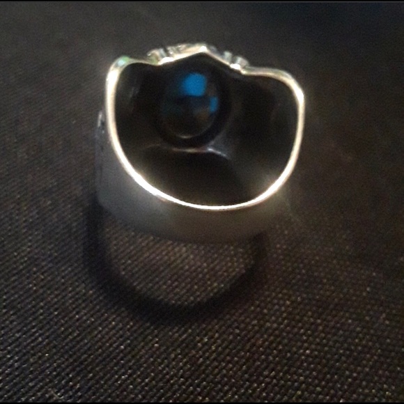 Mojave Turquoise Arizona Copper Purple Marbled Carved Embellished Mayan Ring 9 - Picture 7 of 7